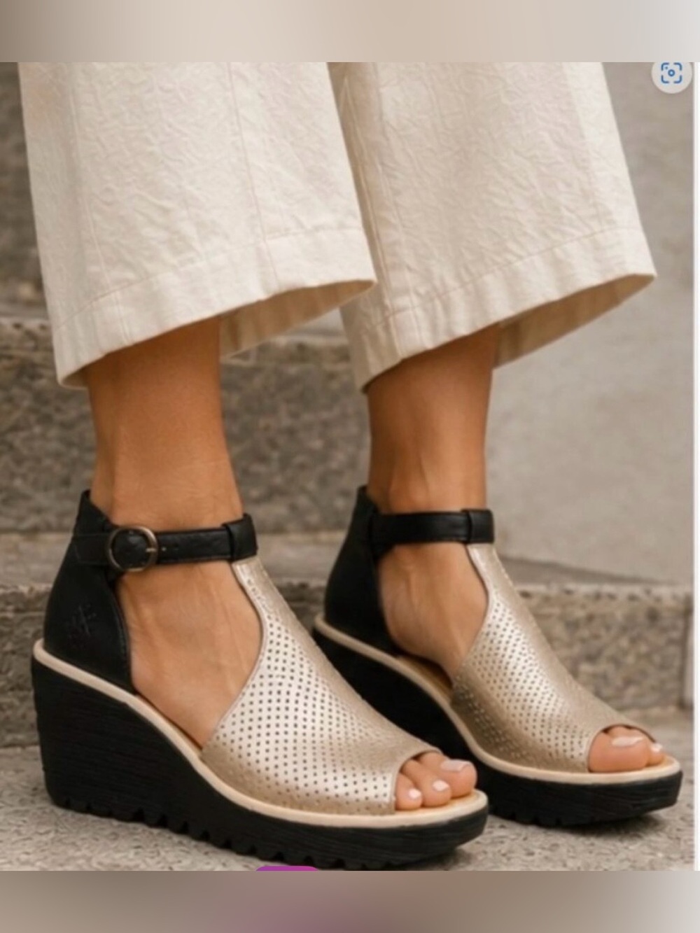 Fly London Ankle Strap Wedge Shoes Sandals Size 11.5 - 12